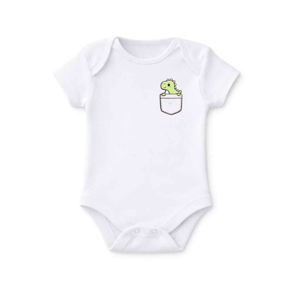 Body para Bebês Estampado Dinossauro CUTE Tecido 100% Algodão UNISSEX