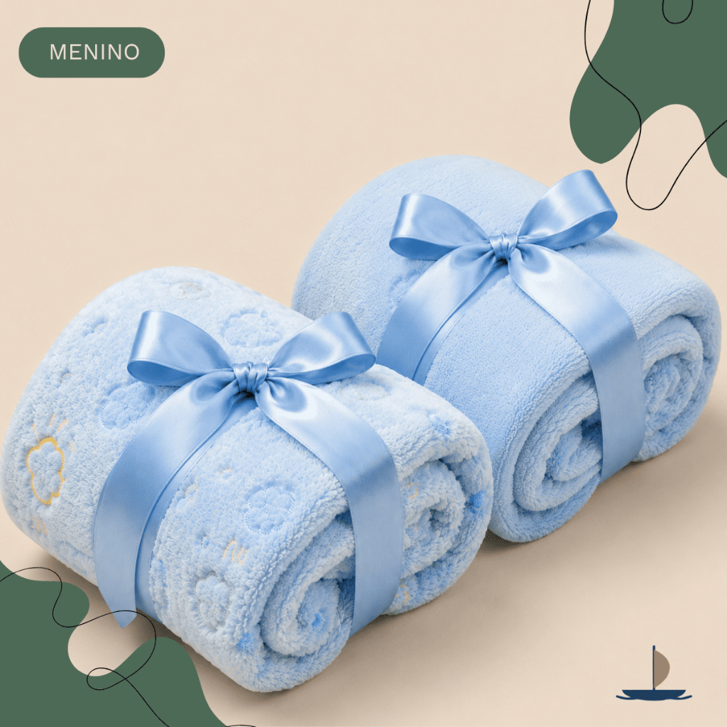 Kit 2 Mantinhas Bebê Menino Cobertor Microfibra Super Macia Estampada Sortida Quentinha Frio Inverno