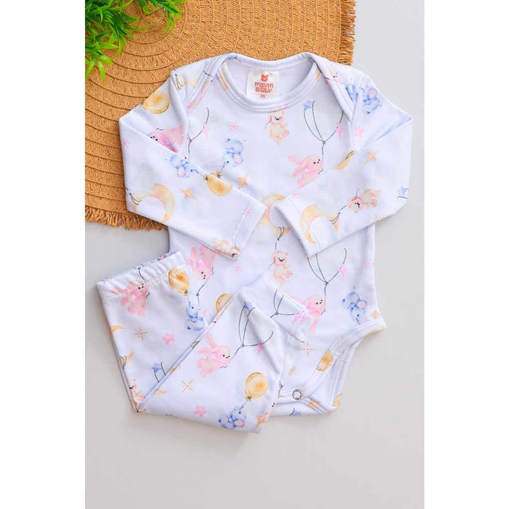Conjunto Térmico Bebê Infantil Pagão Longo Estampado Coelhinha Menina