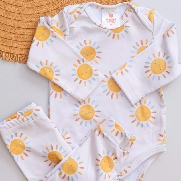 Conjunto Térmico Longo Bebê Infantil Pagão Estampado Sol Menino Menina