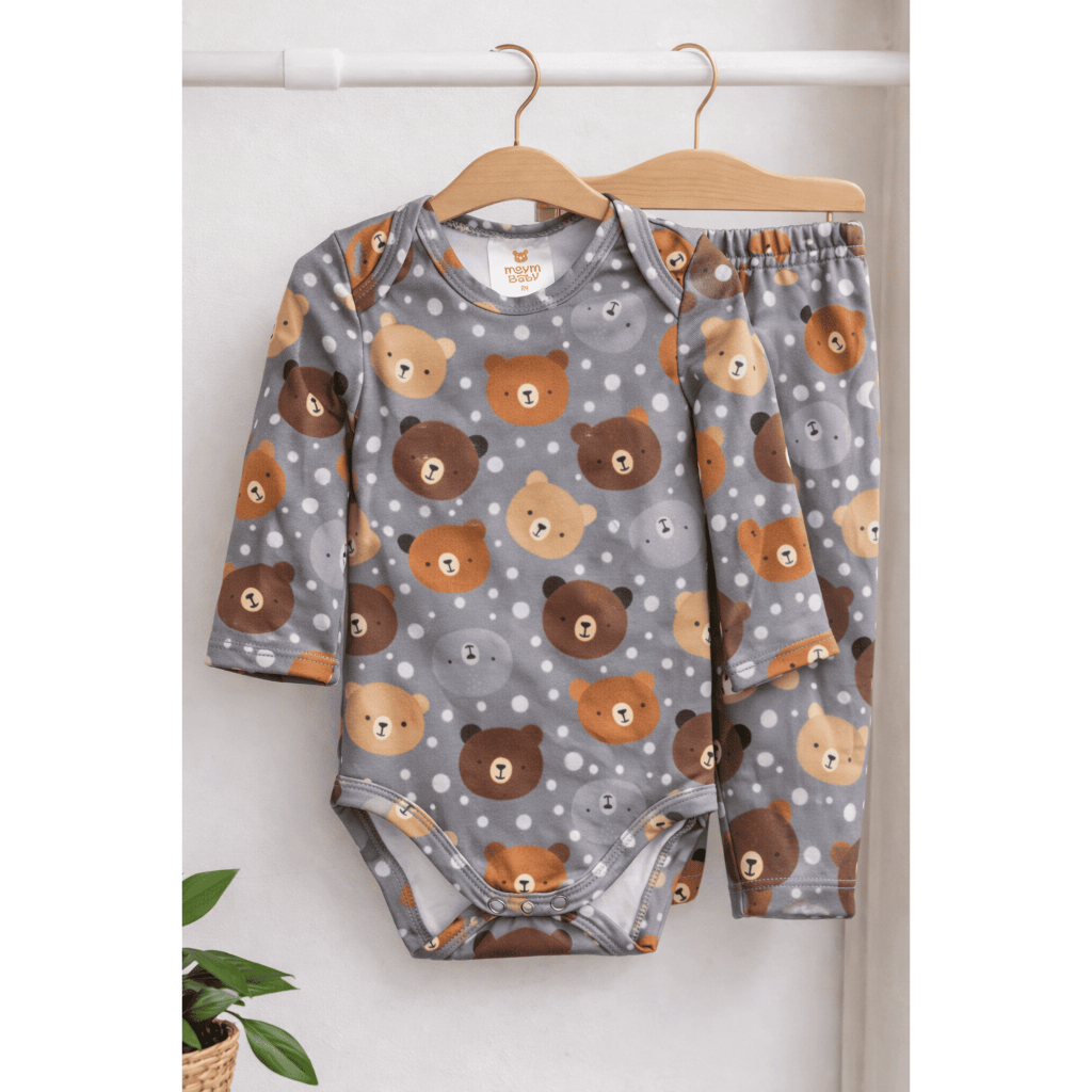 Conjunto Térmico Bebê Pagão Infantil Chumbo Estampado Ursinhos Menino