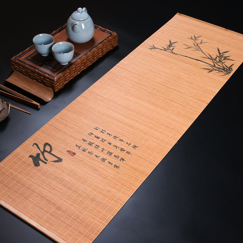 Tapete de chá de desenho tapete de bambu pequeno porta-copos de chá tapete de isolamento bandeja de chá Zen estilo japon