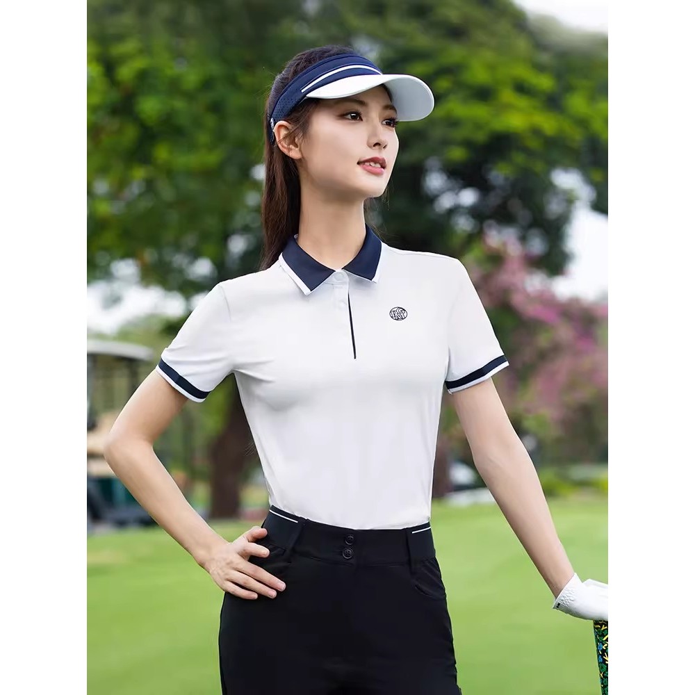 PGM roupas de golfe senhoras camisa polo de secagem rápida lapela de manga curta esportes topo absorvente de umidade tra