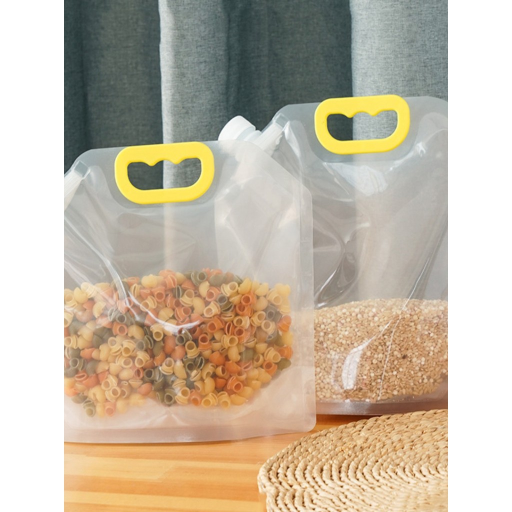 Saco de embalagem selado à prova de umidade de arroz Saco de bico portátil engrossado Saco de armazenamento de grãos tra