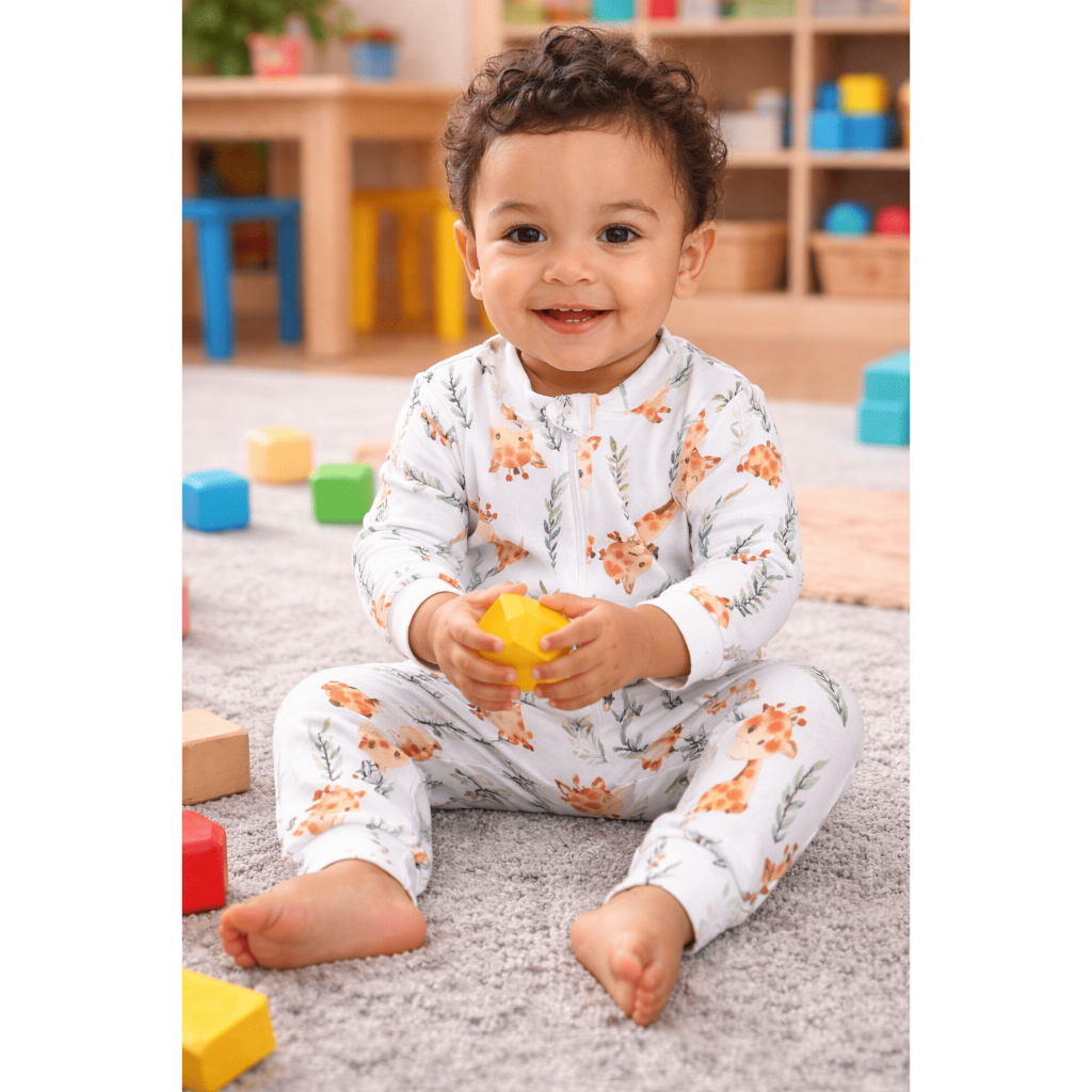 Macacão Longo Bebê Infantil Térmico Estampado Girafa com Zíper Menino Menina