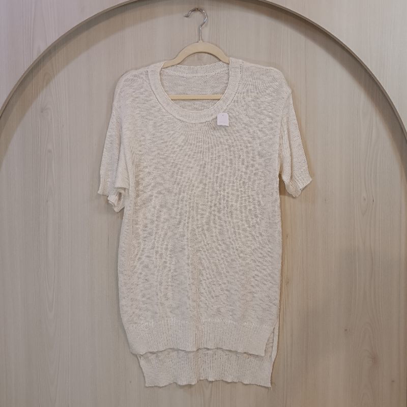 Blusa Feminina Tricô Branca Alongada Mullet Size P / M Tricot