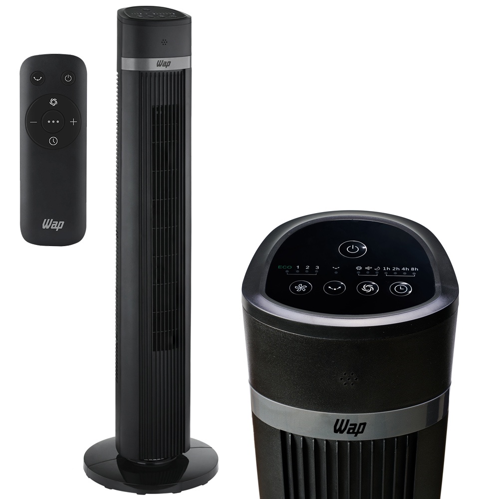 Ventilador de Torre Vertical Silencioso com Controle Remoto 4 Velocidades 70W Wap