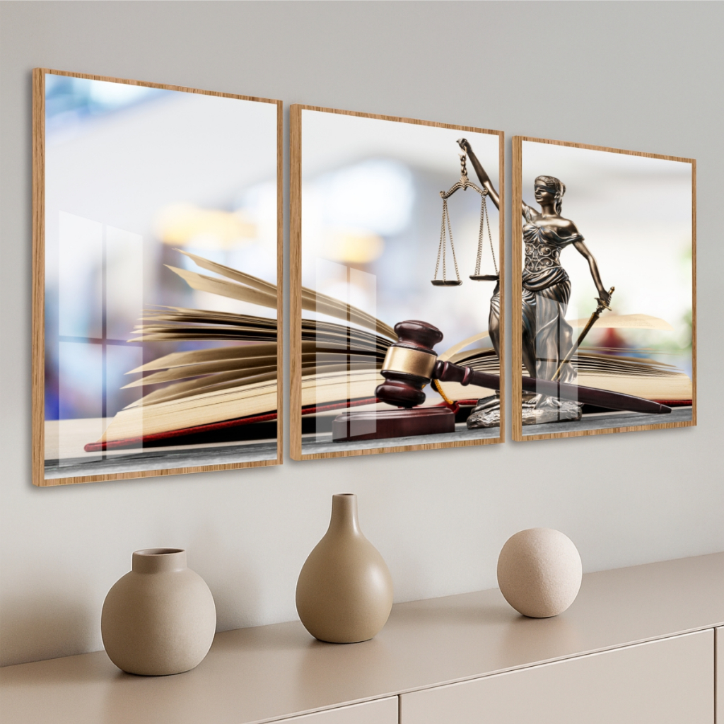 Quadros Decorativos Escritório Advocacia Direito Estátua De Têmis Martelo Do Juiz Deusa Da Justiça