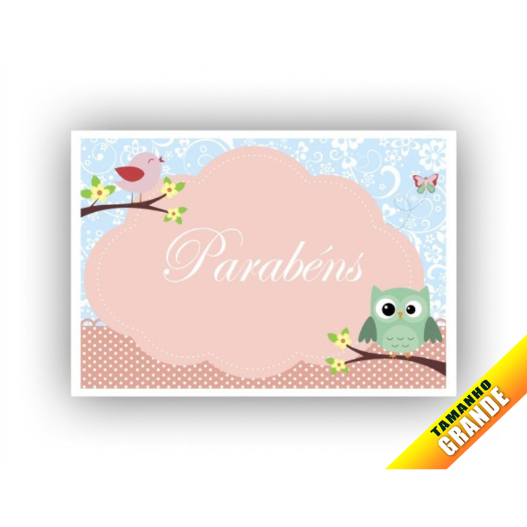 Papel Arroz Coruja rosa para Bolo Grande 30x40cm de 7kg