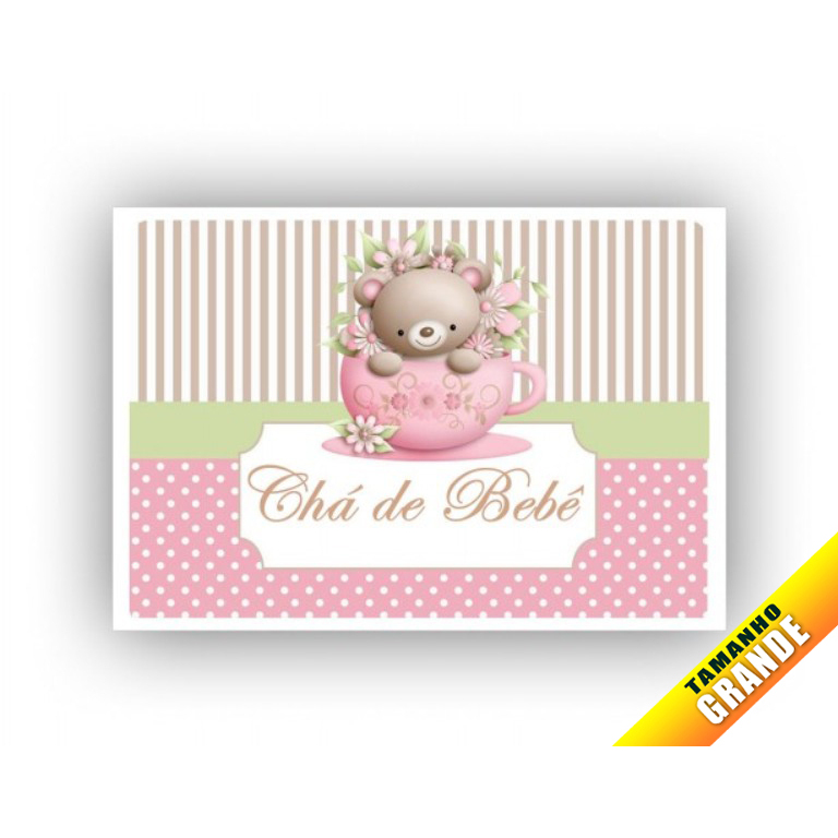 Chá de Bebê Rosa Folha de Arroz para bolo Grande 30x40cm Personalizado