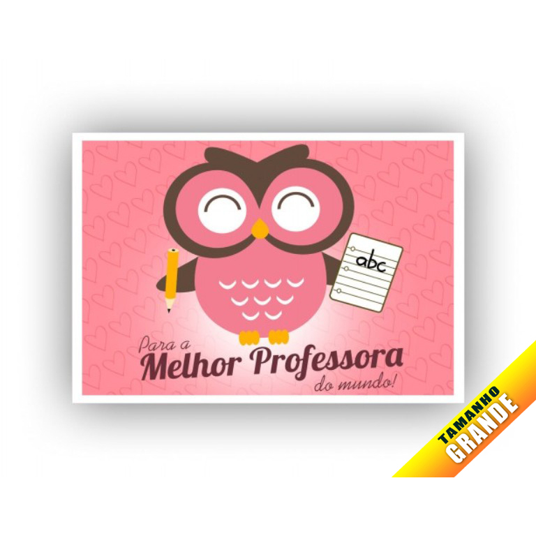 Papel Arroz Professora Coruja Rosa para Bolo Grande 30x40cm de 7kg