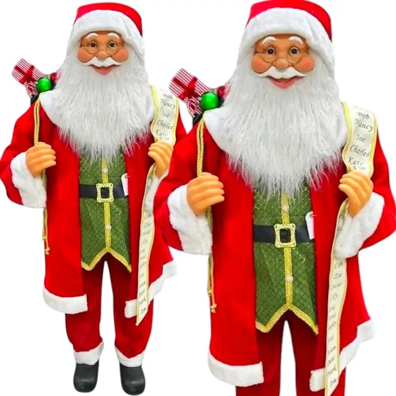 Boneco Do Papai Noel Com Saco De Presente De 150cm Luxo - Cor: Lista de Presente