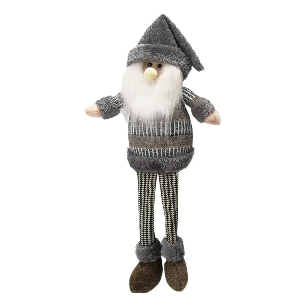 Enfeite Natalino Boneco De Pelúcia Pernas Mole Cinza 40 Cm - Cor: Papai noel