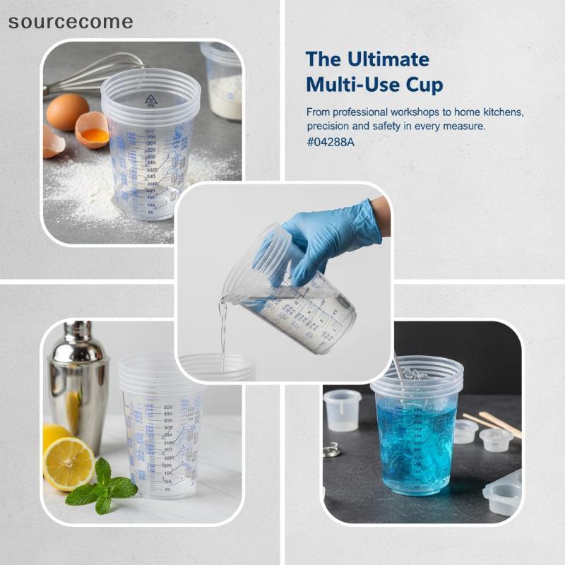 [sourcecome] 10/50 Peças Copo Calibrado Para Mistura De Tinta Copos De Plástica 600ml Potes De Boutique