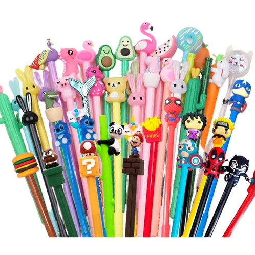 kit com 12 unidades caneta gel fofa Personagens Animadas Kawaiii 12 modelos diferentes Canetinha