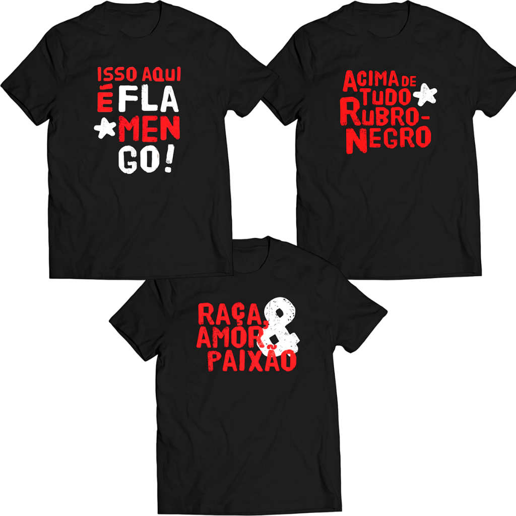 Camiseta Raça Amor e Paixão 3 Modelos Diferentes 100% Algodão Unissex