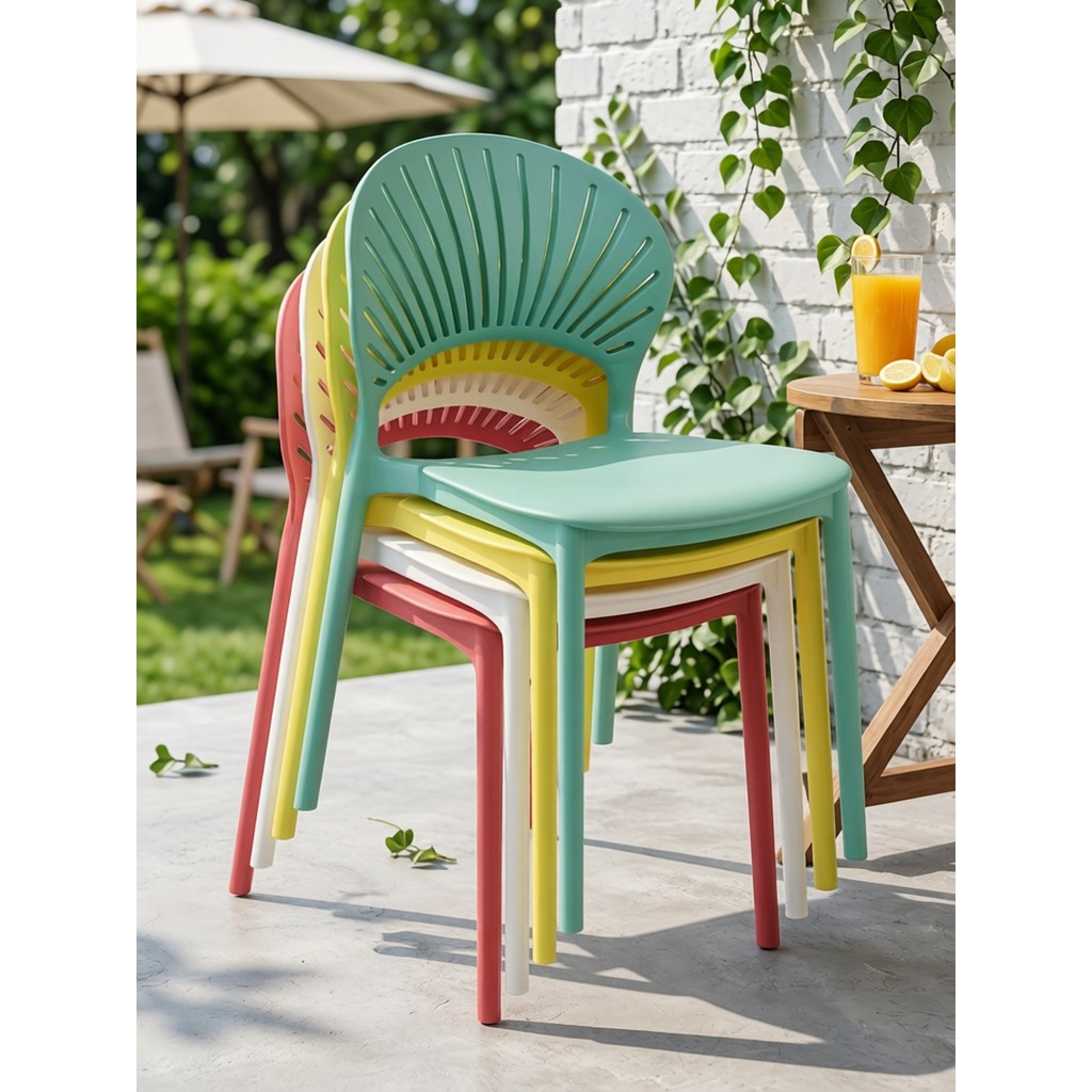 Cadeira de plástico engrossada casa Nordic cadeira de jantar empilhável mesa de jantar cadeira moderna simples encosto c