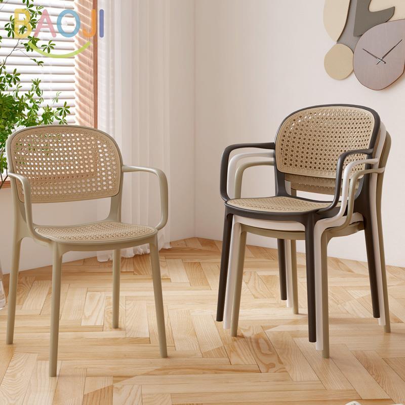 Zt Rattan cadeira de plástico Nordic casa empilhável cadeira jantar lazer ao ar livre cadeira traseira pequeno apartamen