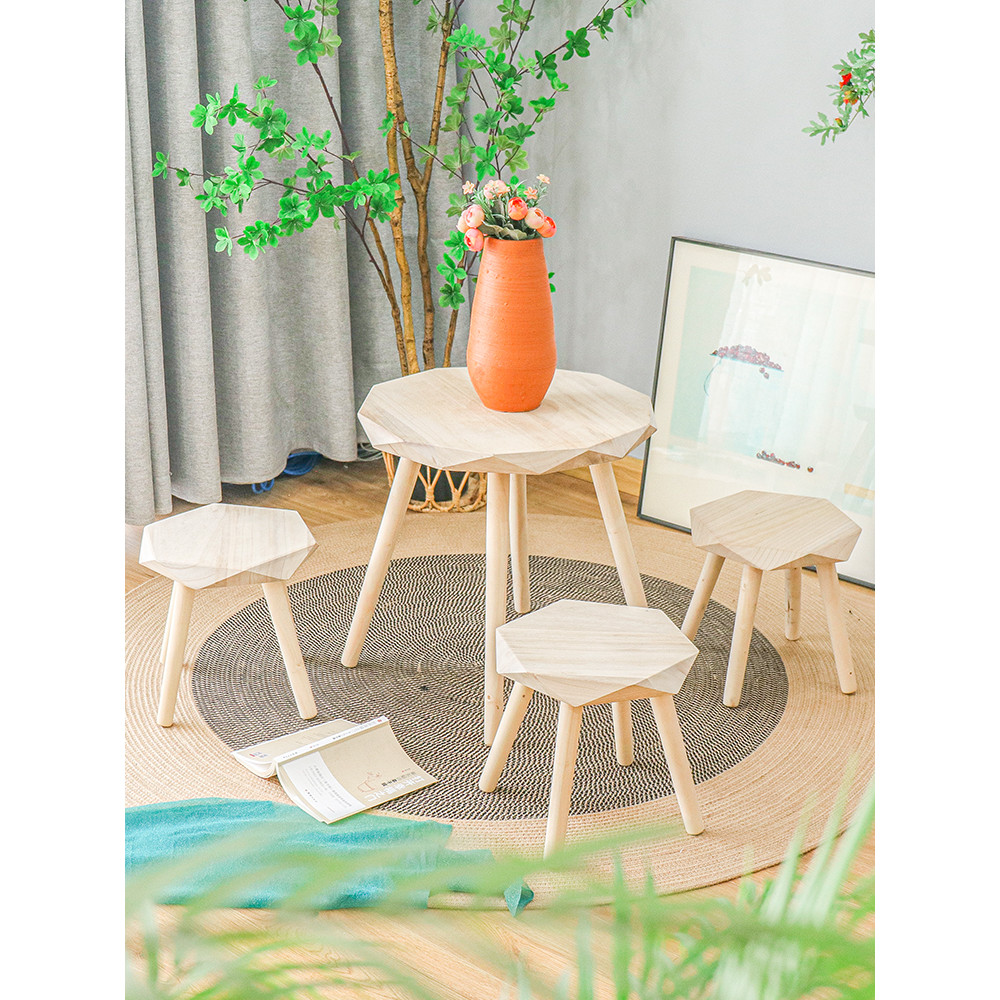 Nordic madeira maciça baixo fezes mesa de centro mesa redonda fezes destacável casa lazer fezes varanda decoração do jar