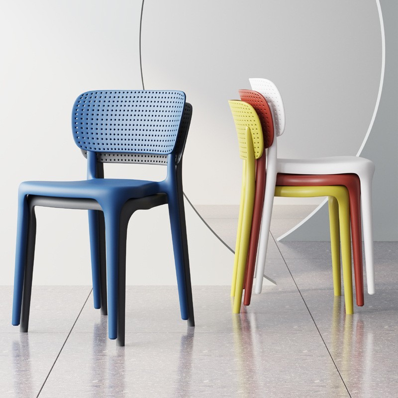 Cadeira de plástico encosto empilhável casa moderna simples banco de borracha mesa jantar restaurante Nordic cadeira jan