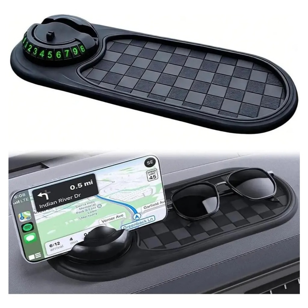 Suporte Telefone Painel Carro Multifuncional Base Antiderrapante Placa Número Impermeável Lavável Universal