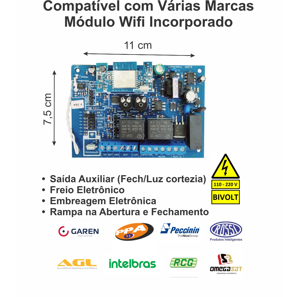 Central Placa Motor Portão Universal Wifi Abra Pelo Celular APP Gratuito