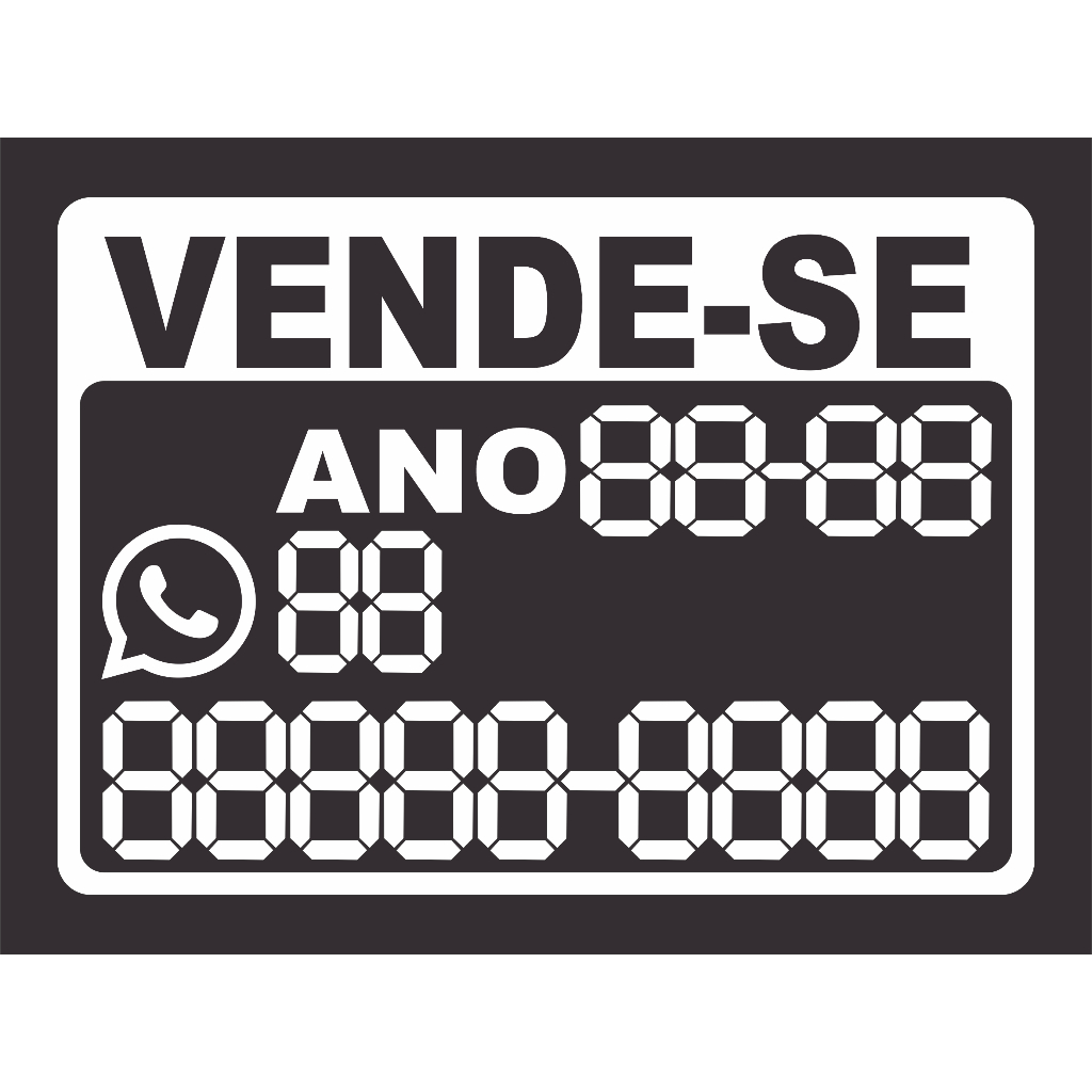 PLACA ADESIVO ETICAQUETA VENDE-SE PARA LINHA AUTOMOTIVO UNIVERSAL BRANCO PARA QUALQUER ANO MODELO E NUMERO DE TELEFONE  BASTA MONTAR