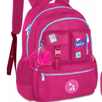 Kit Mochila De Costas Estojo Luluca Rosa Escolar