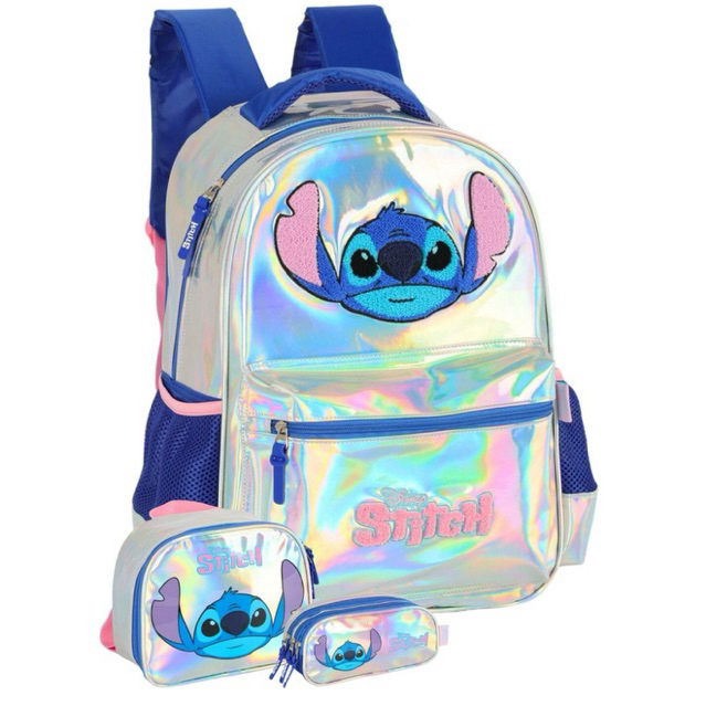 Kit Escolar Lilo Stitch 3D Mochila Costas+Lancheira+Estojo