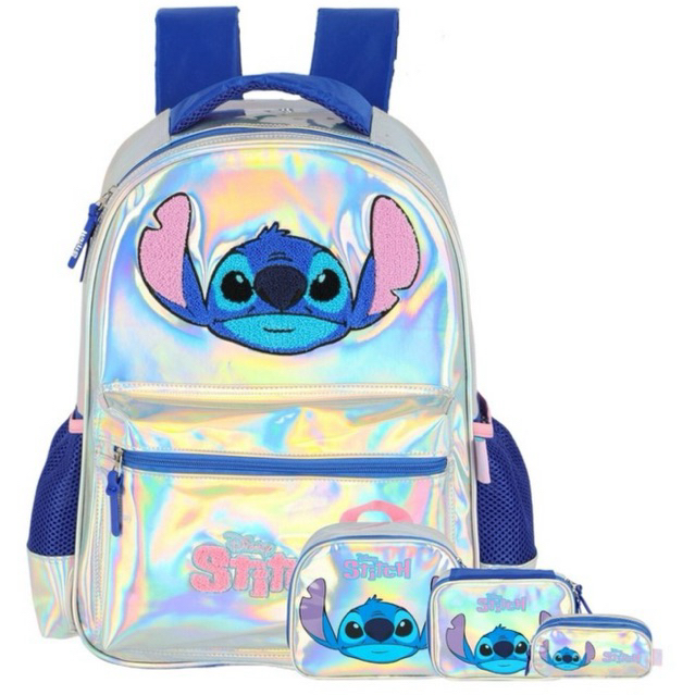 Kit Escolar Lilo Stitch 3D Mochila Costas+Lancheira+Estojos