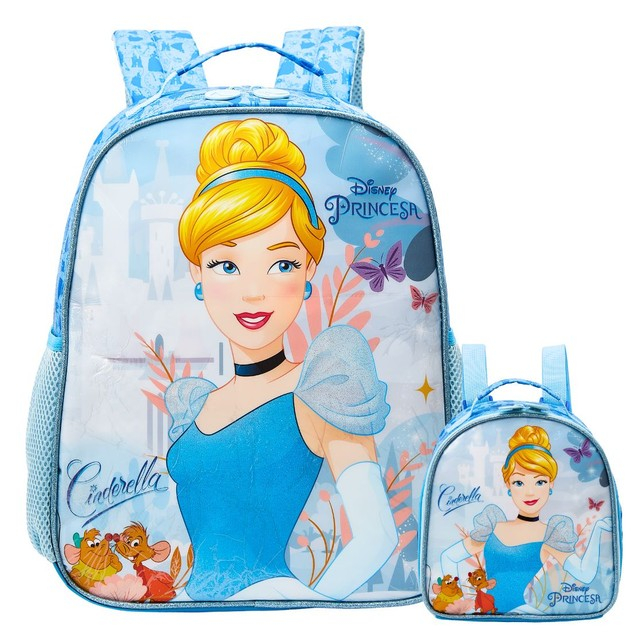 Kit Escolar Mochila De Costas + Lancheira Cinderela Original