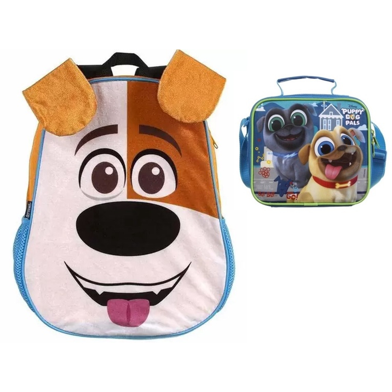 Kit Escolar Pets Pelucia 3D Mochila De Costas + Lancheira Térmica