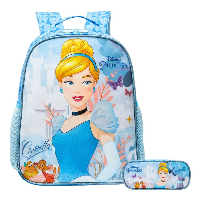 Kit Escolar Mochila De Costas + Estojo Cinderela Original