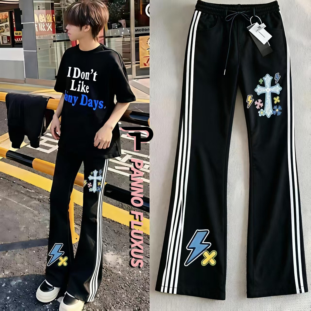 Calças Esportivas Casuais Masculinas PannoFluxus , Emenda Listrada De Marca De Moda Americana , Estilo Neutro De Rua