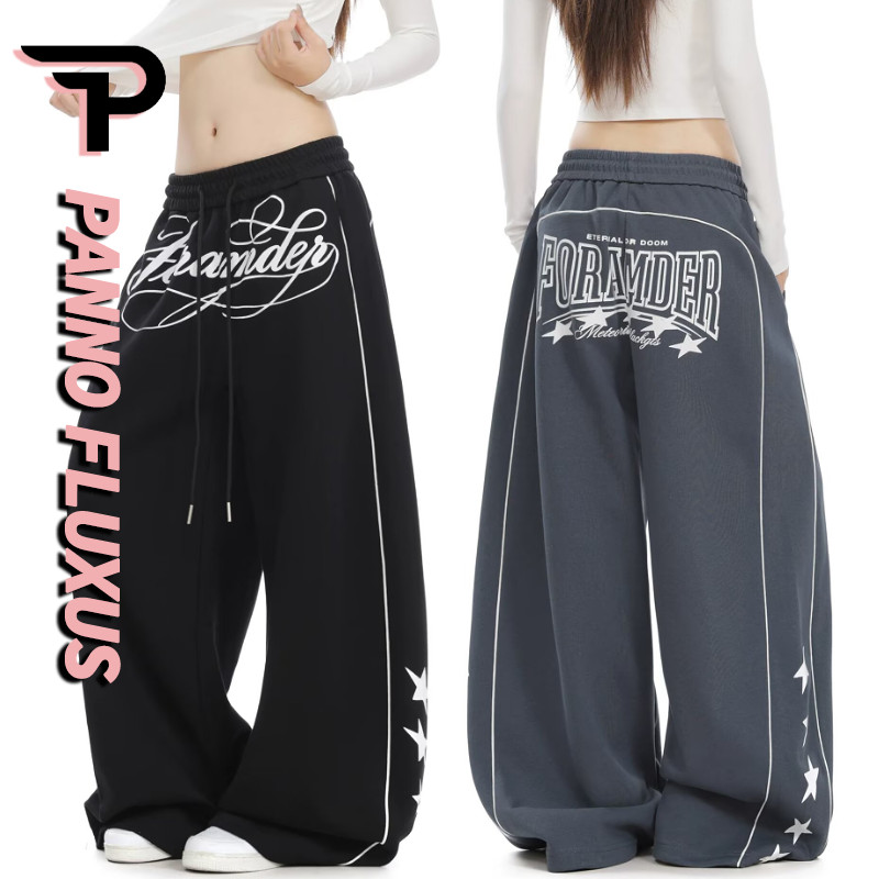 PannoFluxus Calças Esportivas Casuais Masculinas Com Impressão De Letras De Marca Da Moda Americana Neutra De Alta Quali
