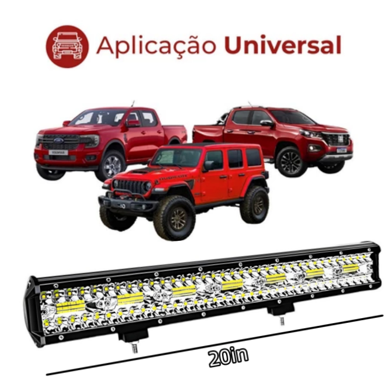 Farol de Milha Barra LED 420W 12V/24V Super Potente Automotivo Trator Barco Pesca 20in