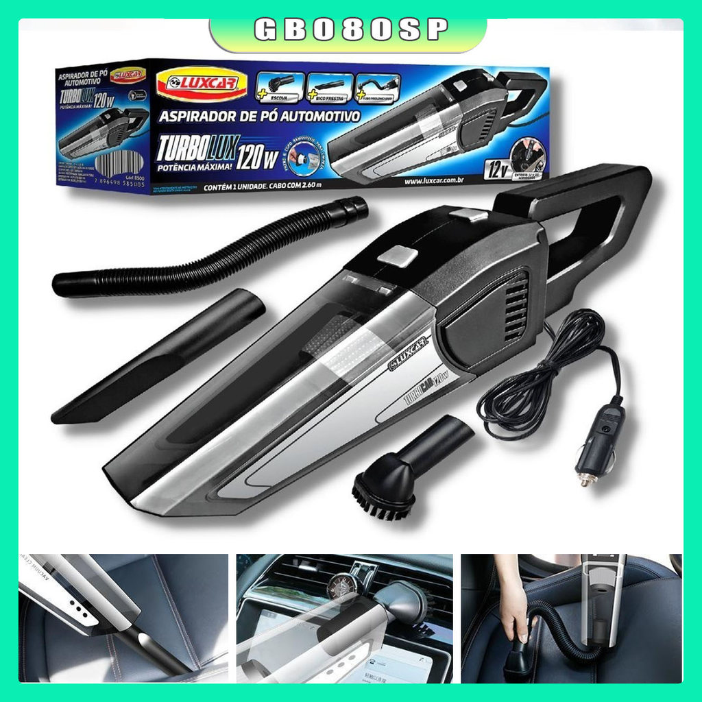 Aspirador De Pó Automotivo Potente 120w 12v Turbo Para Carro