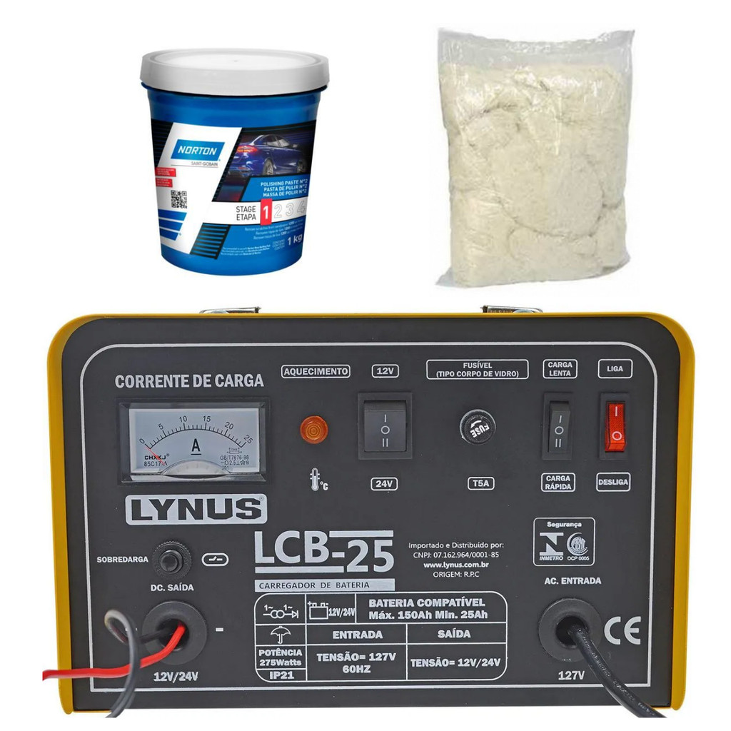 Carregador de Bateria Automotivo 24V e 12V Potente para Carro e Caminhão