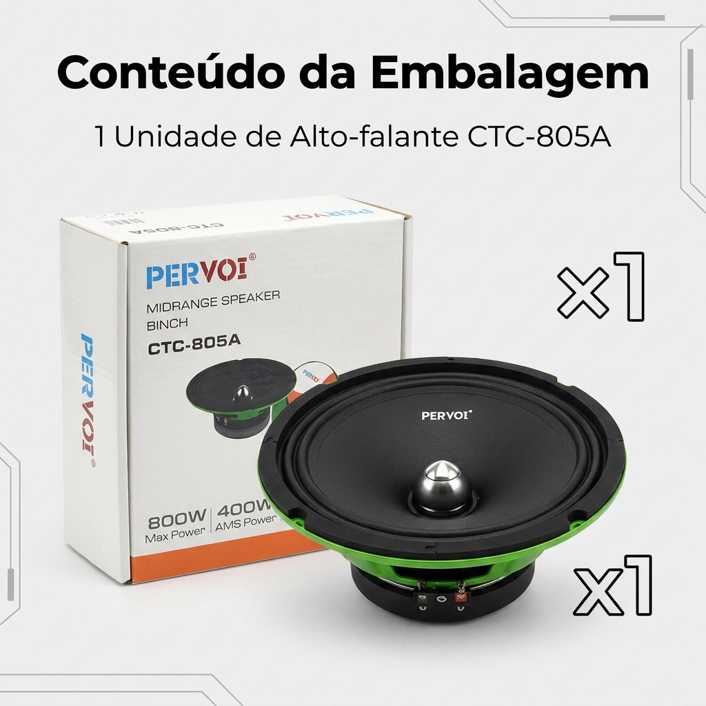Alto-Falante Automotivo Pervoi CTC-805A 8
