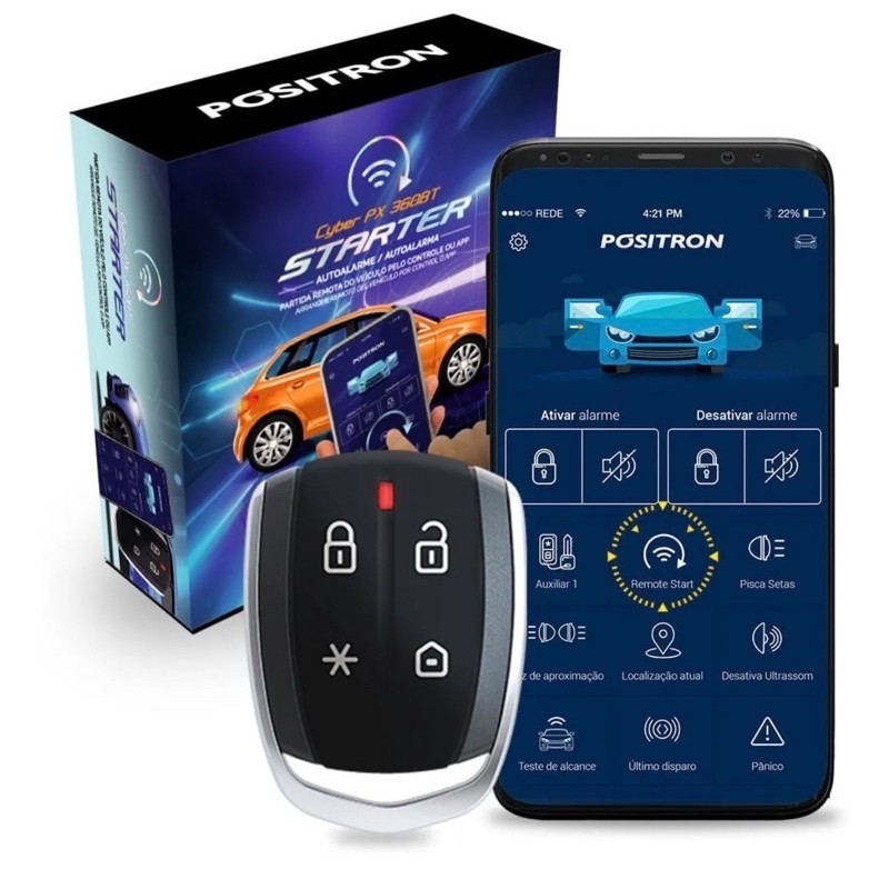 ALARME AUTOMOTIVO POSITRON CYBER PX360BT BLUETOOTH E REMOTE STARTER