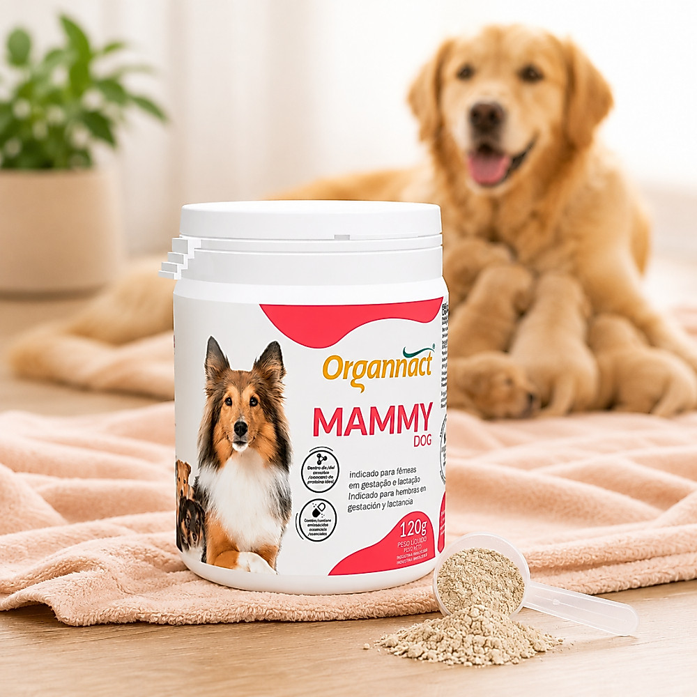 Mammy Dog Organnact 120g Suplemento Cadela Gestante Lactante Pós Parto Vitaminas Aminoácidos