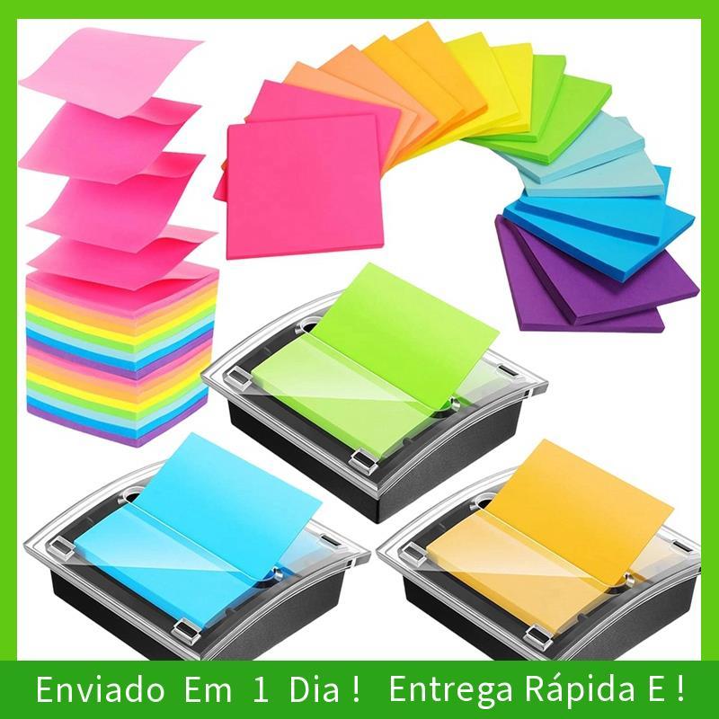 - joyce Up Sticky Dispenser Notes Memo Pads (3 Pacotes)-Porta-Notas Com Base Preta 24 Folhas , 50 Por Bloco