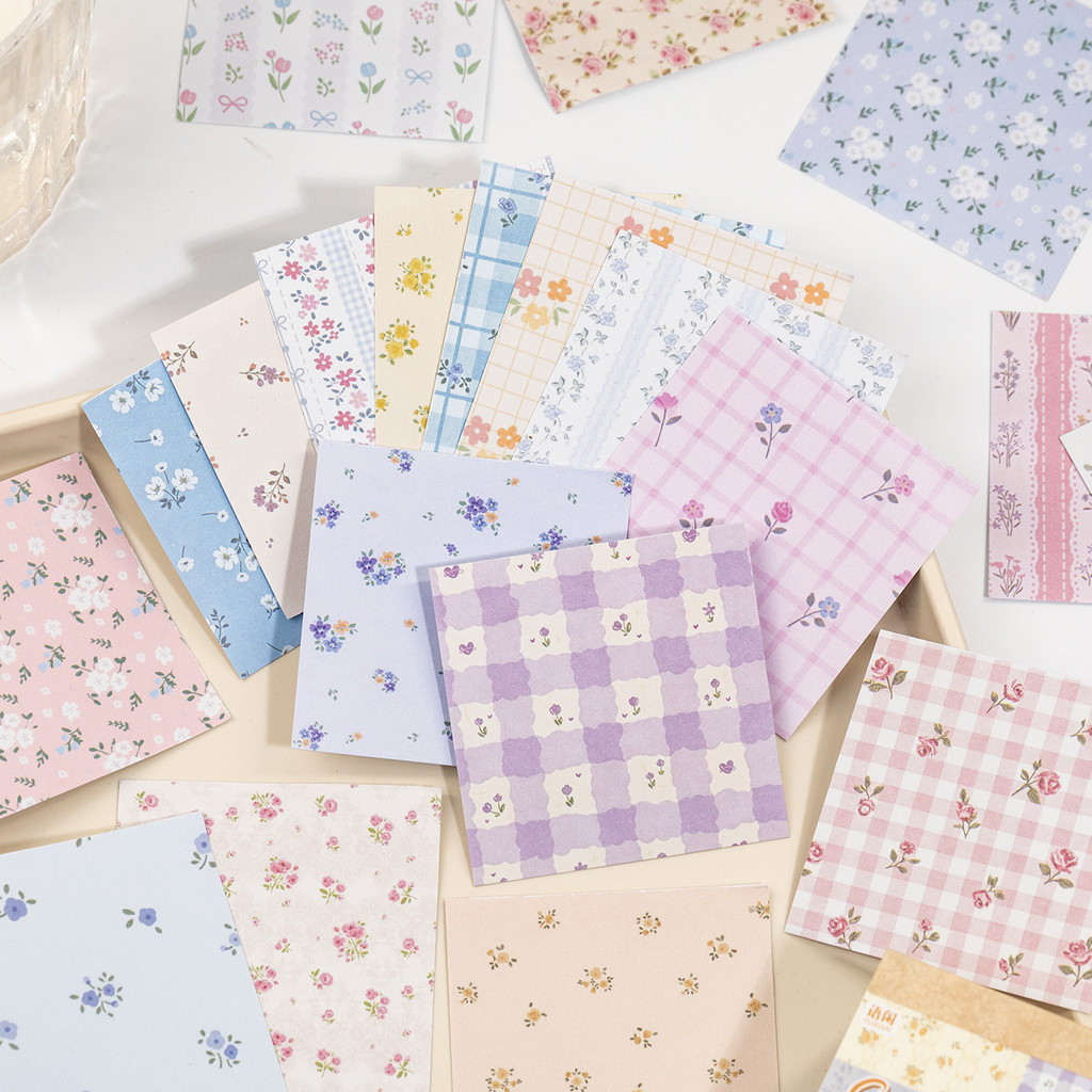 Estilo coreano Floral nota adesivo livro 50 folhas gravável básico xadrez bolinhas manual decoração Base Material de fun