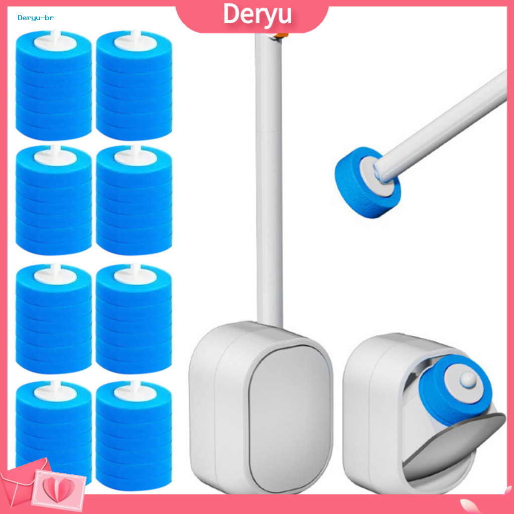 No Touch Toilet Bowl Cleaner Disposable Brush with Refill Heads Wall-mounted 360° Rotating Replaceable Head – for Eas
