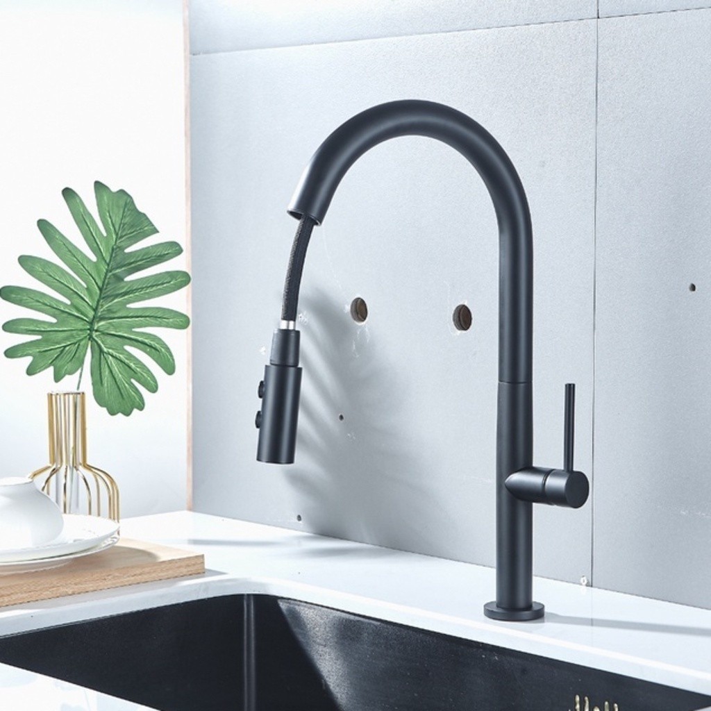Preto Torneira De Cozinha 360 Rotating Blackened Sink Tap Frio e Quente Cozinha Mixer Tap Blackened Pull Outr JORGE