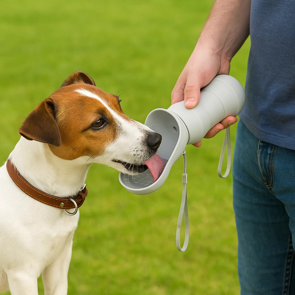 Garrafa 300ml Com Suporte Bebedouro Silicone Animais Domésticos Pets Refresca Passeios Viagens Água Caminhadas Dobrável