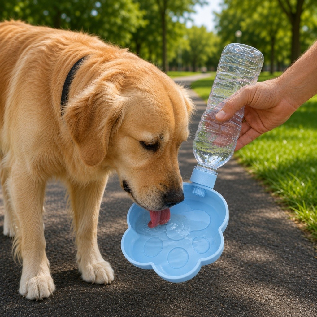 Bebedouro Portátil Adaptador Universal para Garrafa PET Tigela em Formato de Pata para Cães e Gatos