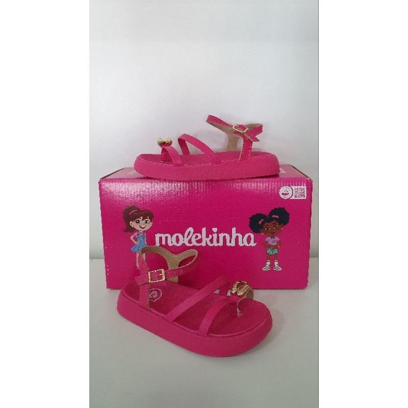 Molekinha sandália papete pink com dedeira dourada 2358113