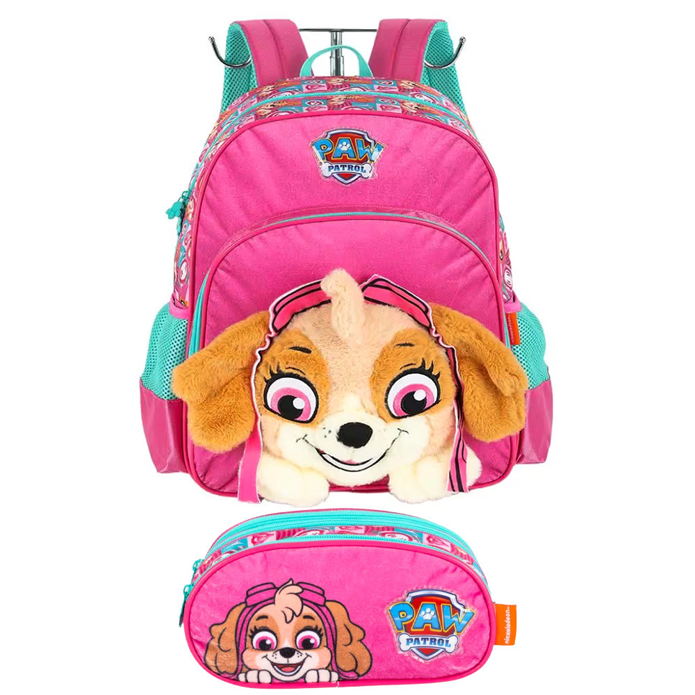 Kit Mochila De Costas Estojo Escolar Paw Patrol Pelúcia