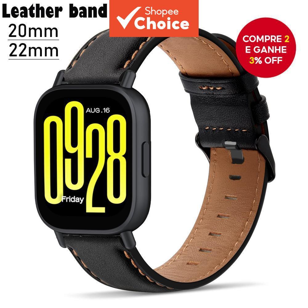 Pulseira de Couro para Redmi Watch 5 Lite, Substituição de Pulseira, Bracelete 20mm 22mm, Compatível com Xiaomi Mi